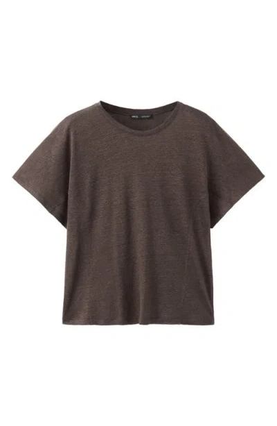 Mango Linen T-shirt In Brown