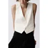 Mango Linen Vest In Neutral