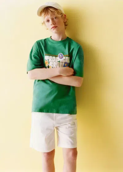Mango Kids' Linen-and-cotton-blend Cargo Bermuda Shorts In Off White