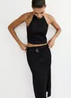 Mango Sleeveless Linen Blend Top In Black