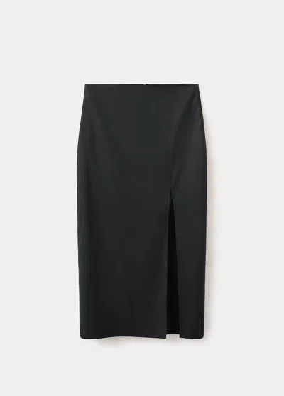 Mango Linen-cotton-blend Midi Skirt In Black
