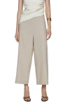Mango Linovis Linen Blend Wide Leg Pants In Light Beige