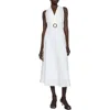 Mango Robe Lin Ceinture In Natural White