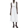 Mango Robe Lin Ceinture In Off White