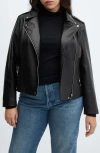 MANGO MANGO LIZ FAUX LEATHER MOTO JACKET