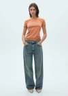 Mango Logo Cotton T-shirt Tobacco Brown In Orange