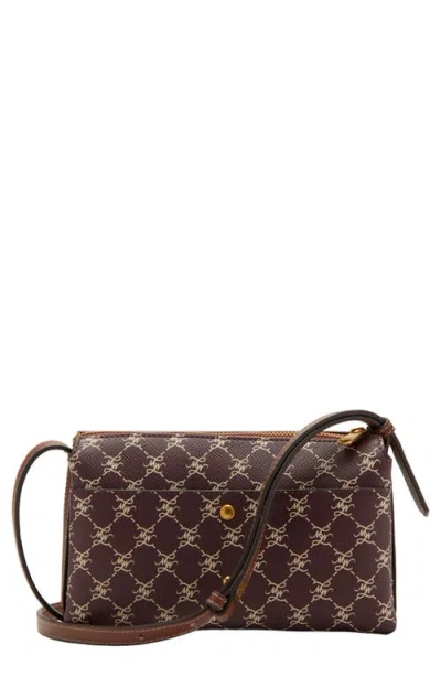 Mango Logo Faux Leather Crossbody Bag In Burgundy