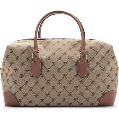 Mango Logo Jacquard Bowling Bag In Brown