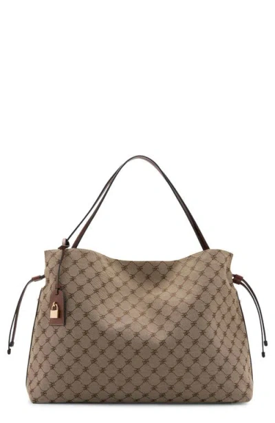 Mango Logo Jacquard Bucket Bag In Brown