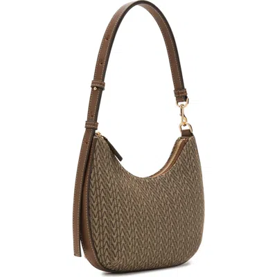 Mango Logo Jacquard Shoulder Bag In Brown