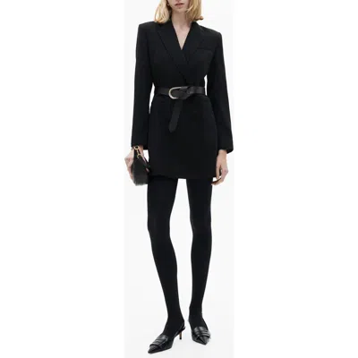 Mango Loida Belted Long Sleeve Minidress In Black