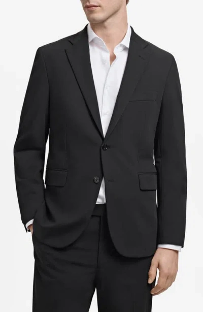 Mango London Regular Fit Navy Blazer In Black