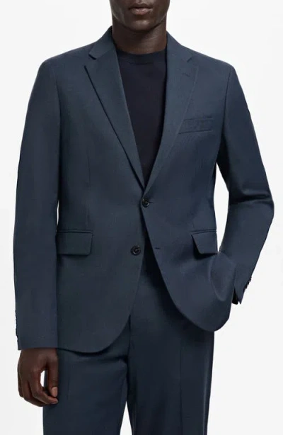 MANGO MANGO LONDON REGULAR FIT NAVY BLAZER