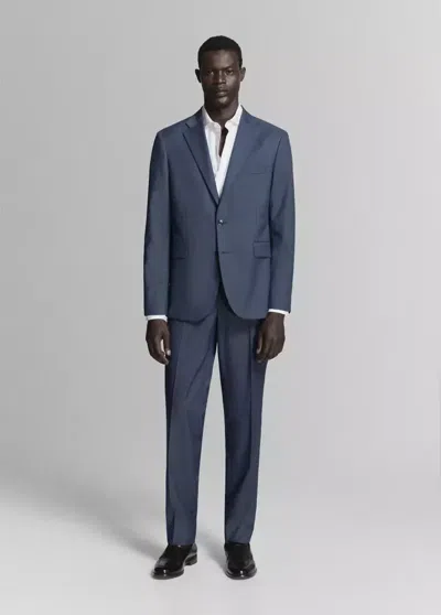 Mango London Regular-fit Pants In Indigo Blue