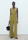 Mango Long Chest-pocket Jumpsuit Green