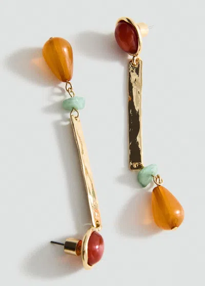Mango Boucles D'oreilles Pendantes Perles Or - Femme - Taille Unique -