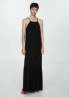 Mango Robe Longue Coton In Noir