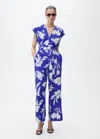 Mango Long Cropped Jumpsuit With Belt Blue