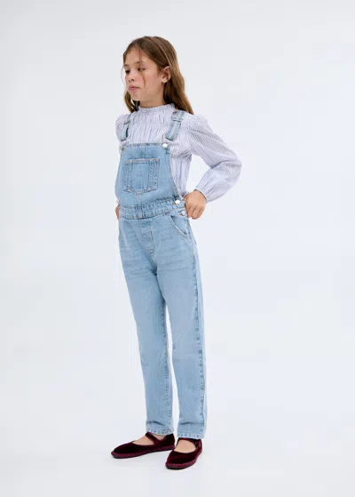 Mango Kids' Long Denim Dungarees Medium Blue