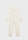 Mango Long Denim Jumpsuit Ecru In Ecru