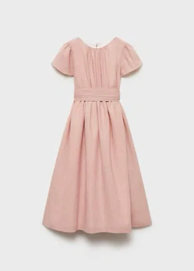 Mango Kids' Long Dress With Bow Pink