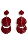 Mango Long Drop Earrings In Burgundy
