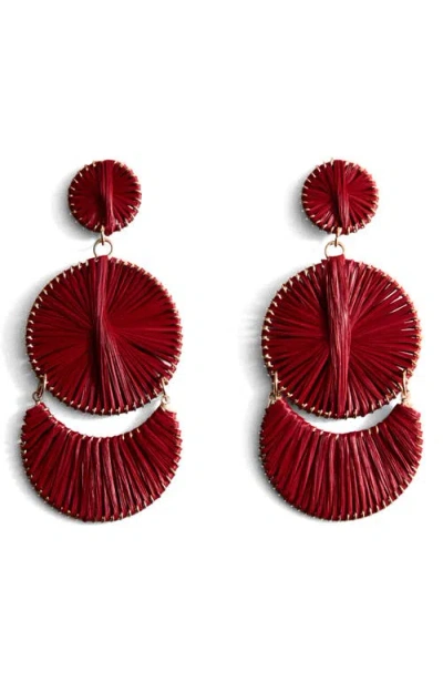 Mango Long Drop Earrings In Burgundy