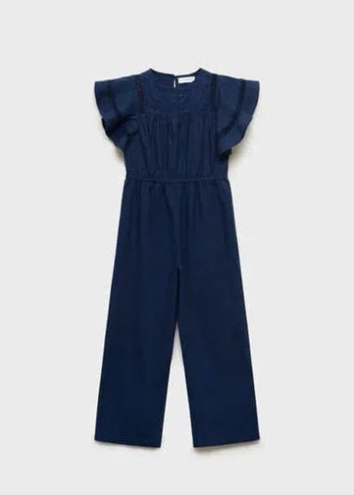 Mango Kids' Long Embroidered Jumpsuit Dark Navy