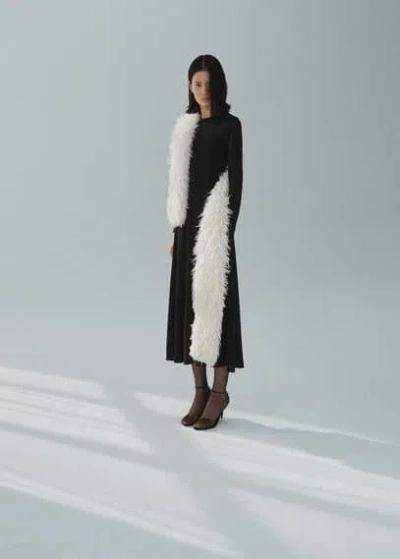 Mango Long Flared Knit Dress Black