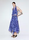 Mango Long Flared Skirt In Blue