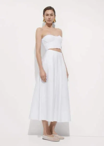 Mango Long Flared Skirt White In Blanc