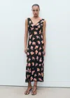 Mango Print Sleeveless Maxi Dress In Black