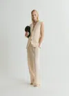 Mango Long Flowy Gilet Vanilla