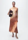Mango Gradient Pattern A-line Dress In Pêche