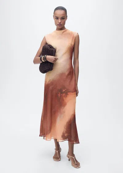 Mango Gradient Pattern A-line Dress In Pêche