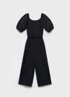 Mango Long Jumpsuit With Back Opening Charcoal In Charcoal