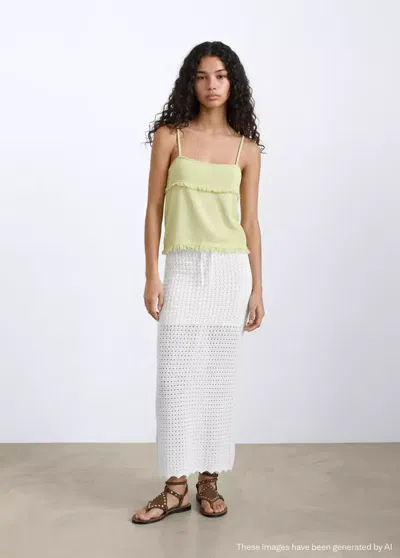 Mango Long Knitted Skirt In White