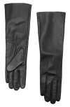 Mango Long Leather Gloves In Black