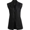 Mango Long Linen Vest In Black