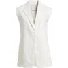 Mango Long Linen Vest In White