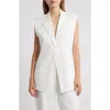 Mango Long Linen Vest In White