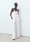Mango Long Lyocell Jumpsuit With Belt Off White