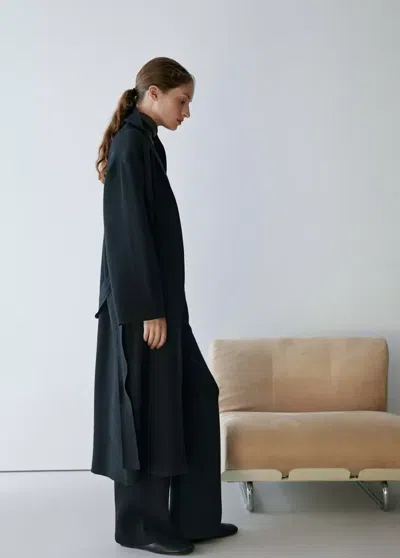Mango Long Milano Cardigan With Stitching Detail In Black