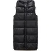 Mango Long Quilted Water Repellent Hooded Puffer Vest In Black