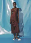 Mango Robe Longue Satinée Marron - Femme - M -  In Brown