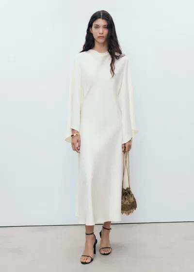 Mango Robe Longue Satinée Blanc Cassé - Femme - Xl -  In White