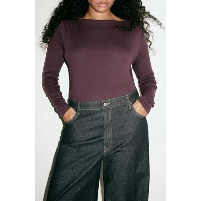 Mango Long Sleeve Bateau Neck T-shirt In Multi