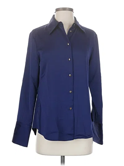 Pre-owned Mango Long Sleeve Blouse In Blue