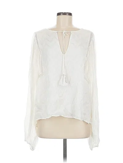 Pre-owned Mango Long Sleeve Blouse In White