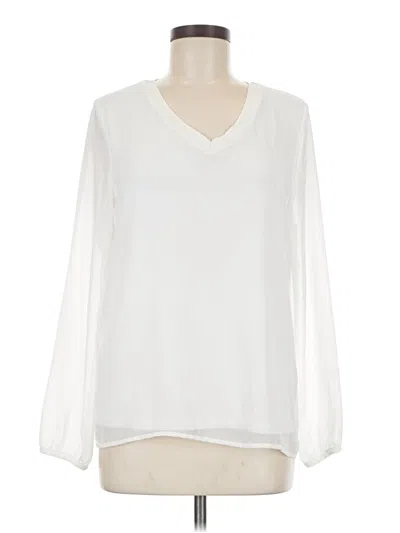 Pre-owned Mango Long Sleeve Blouse In White
